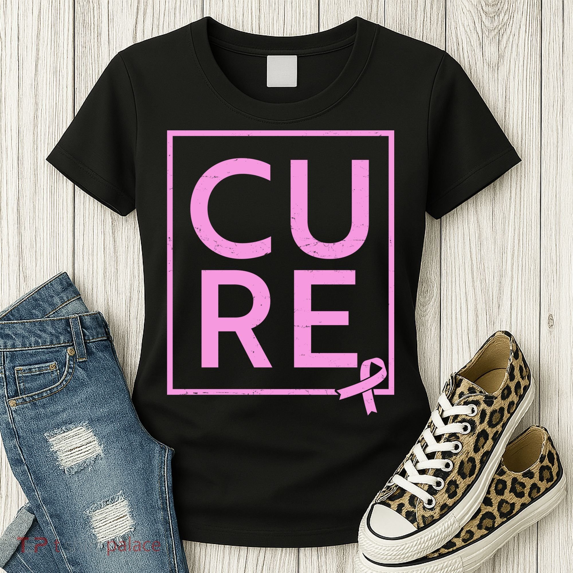 Cure Breast Cancer Awareness Pink Ribbon Women's T-Shirt