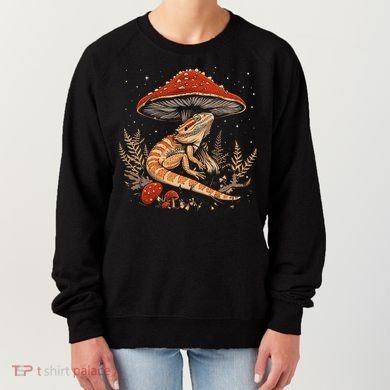 Cute Bearded Dragon Lizard Cottagecore Aesthetic Mushroom Women's Sweatshirt