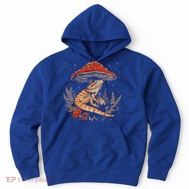 Cute Bearded Dragon Lizard Cottagecore Aesthetic Mushroom Hoodie