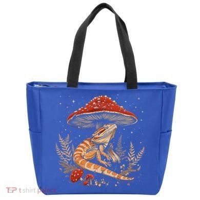 Cute Bearded Dragon Lizard Cottagecore Aesthetic Mushroom Tote Bag