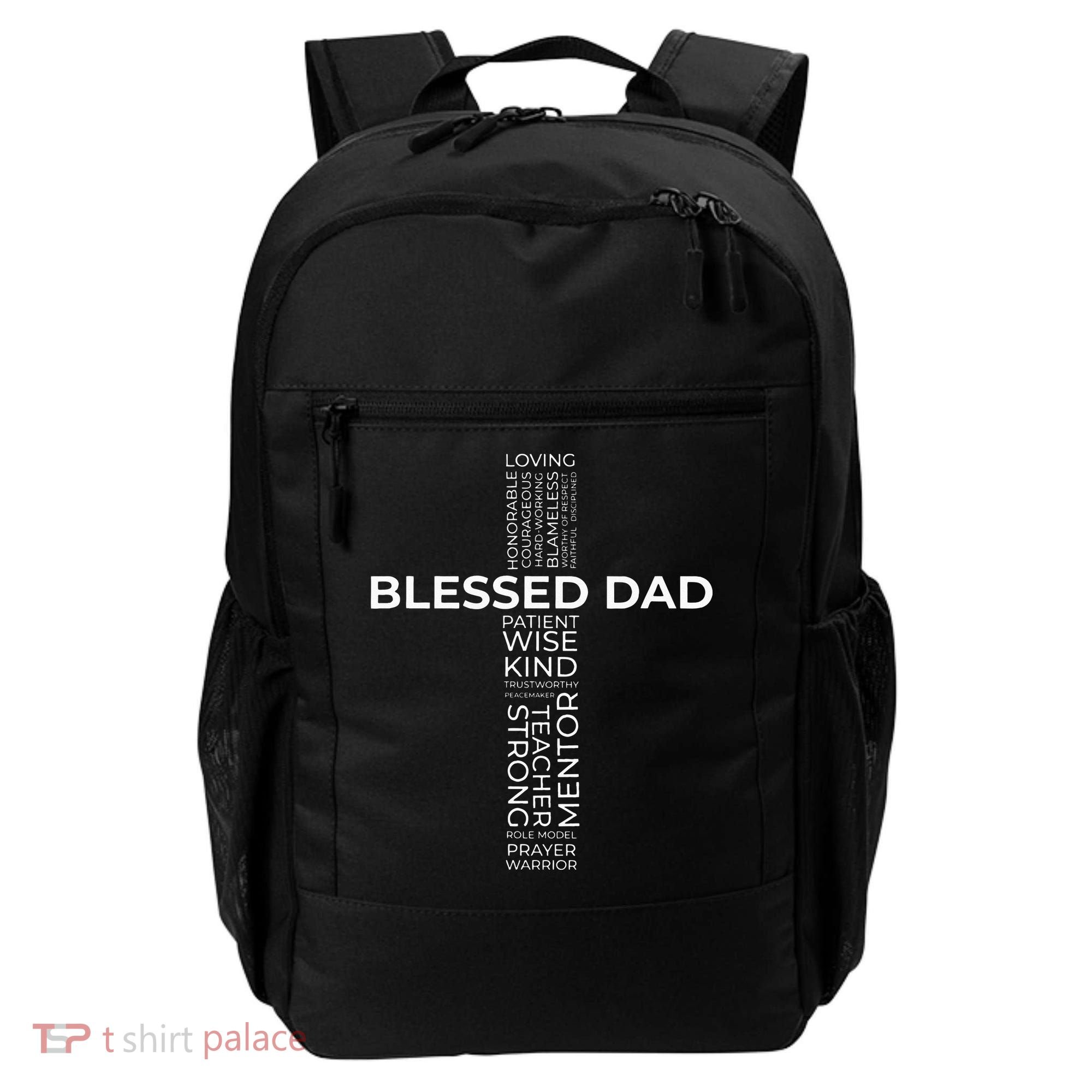 Christian Blessed Dad Cross Fathers Day Backpack