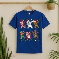 Christmas Boys Dabbing Santa Deer Friends Xmas Gift T-Shirt thumb 2