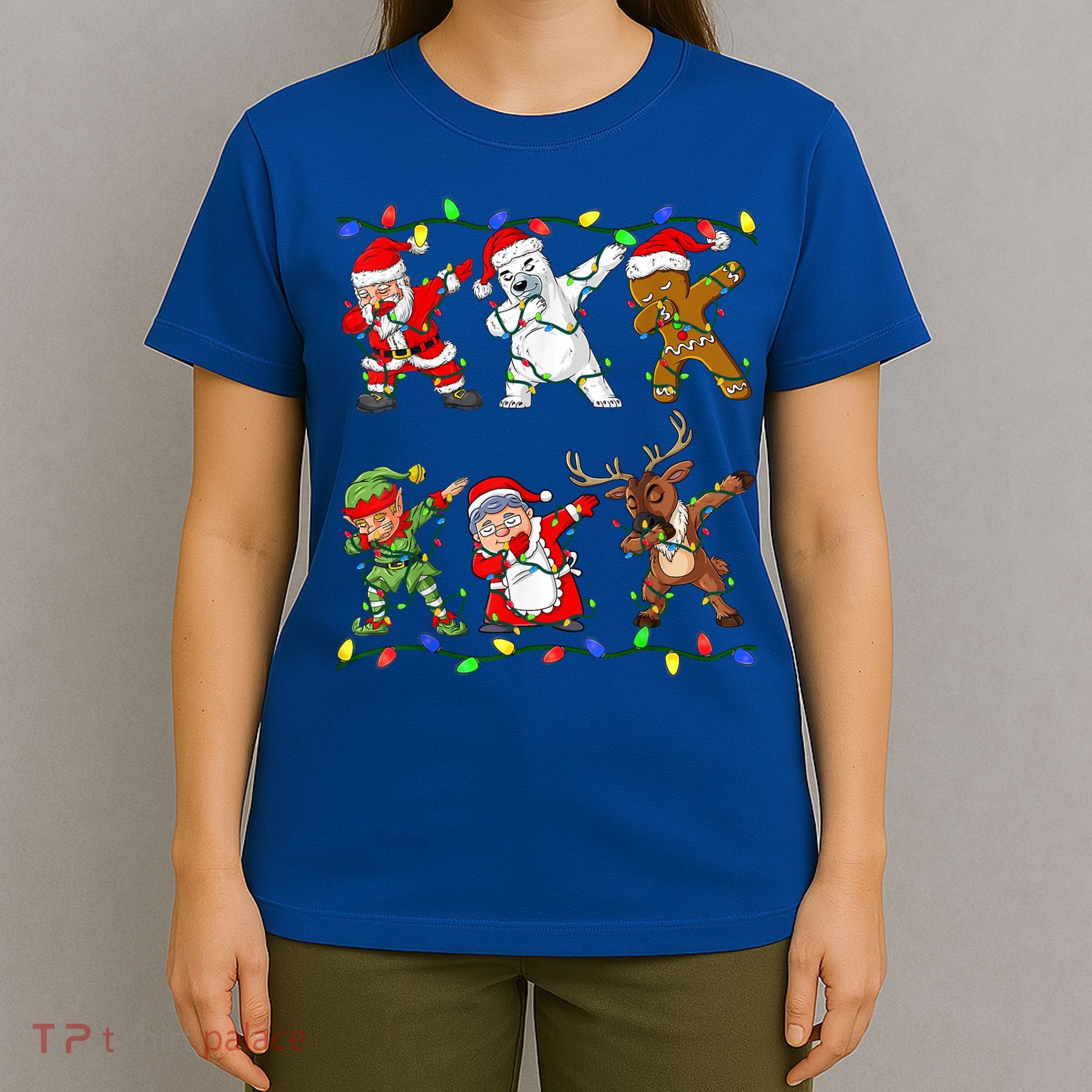Christmas Boys Dabbing Santa Deer Friends Xmas Gift T-Shirt