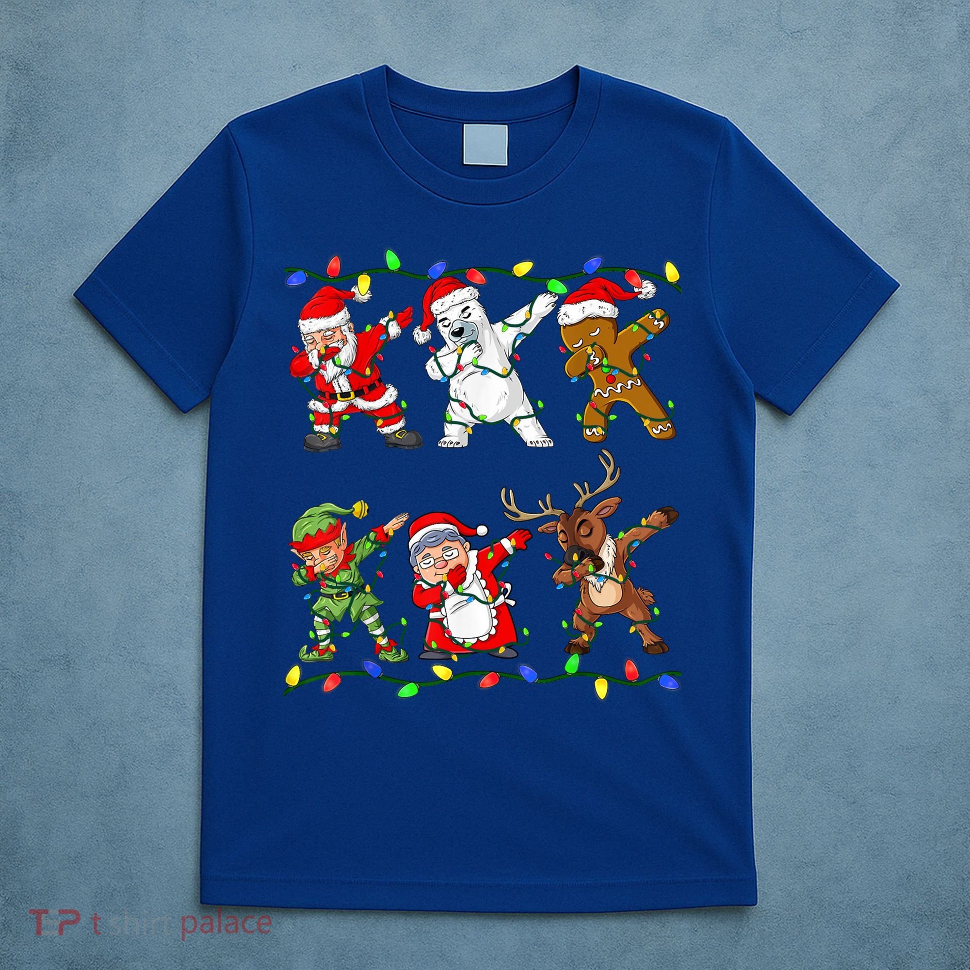 Christmas Boys Dabbing Santa Deer Friends Xmas Gift T-Shirt
