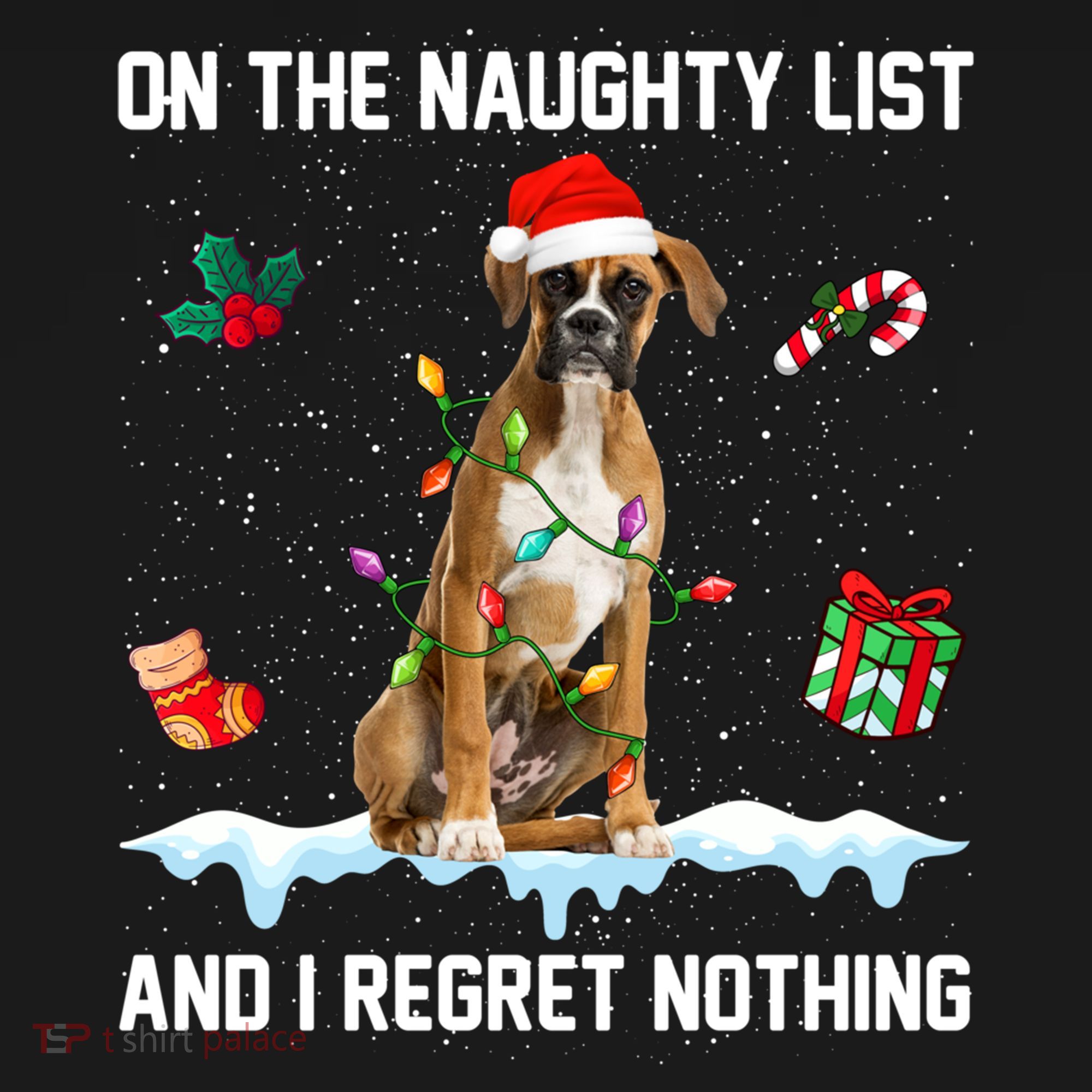 Christmas Boxer Dog Naughty List And I Regret Nothing Xmas Gift Women's Hoodie