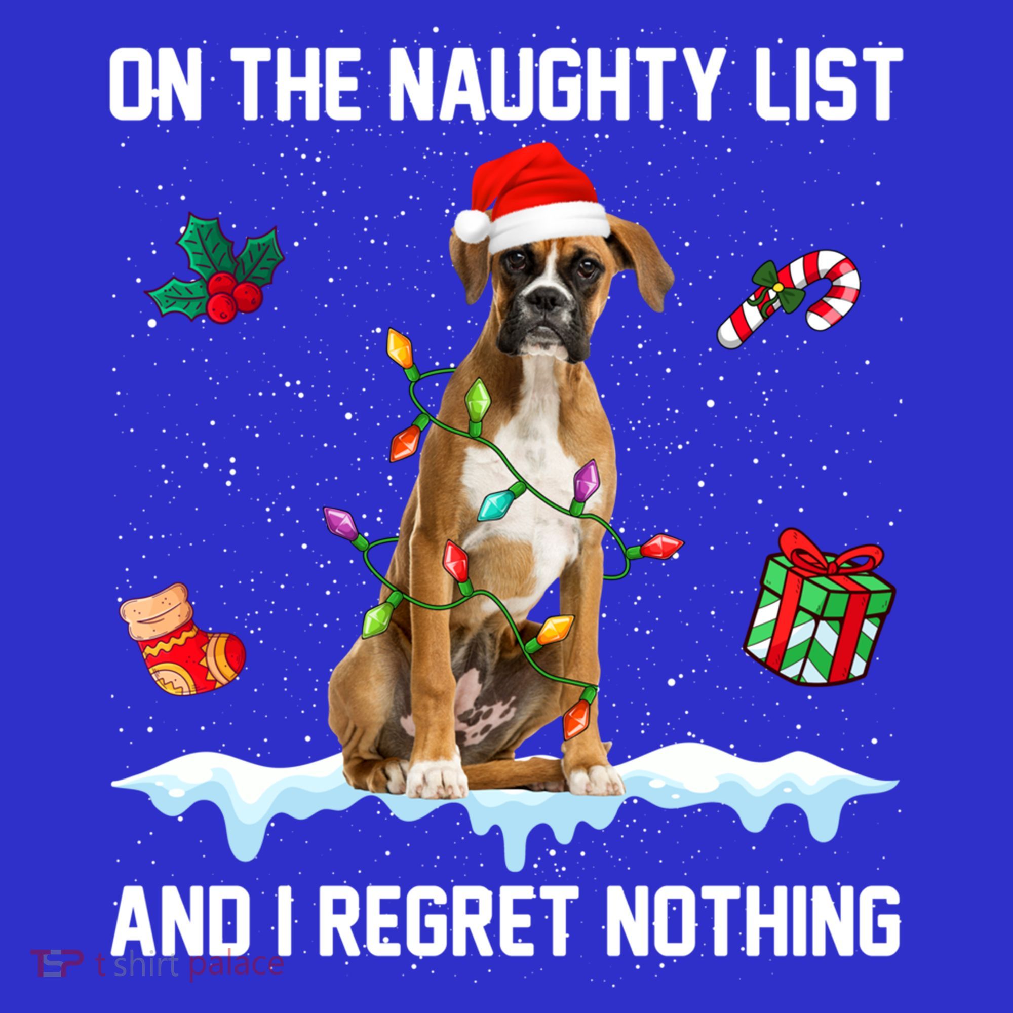 Christmas Boxer Dog Naughty List And I Regret Nothing Xmas Gift Women's Tank Top