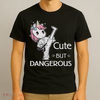 Cute But Dangerous Karate Taekwondo Unicorn Karate Girl T-Shirt thumb 3