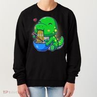 Cute Baby Dino Trex Eating Ramen Noodles Women's Sweatshirt thumb 0