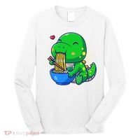 Cute Baby Dino Trex Eating Ramen Noodles Long Sleeve Shirt thumb 0