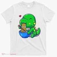 Cute Baby Dino Trex Eating Ramen Noodles T-Shirt thumb 0