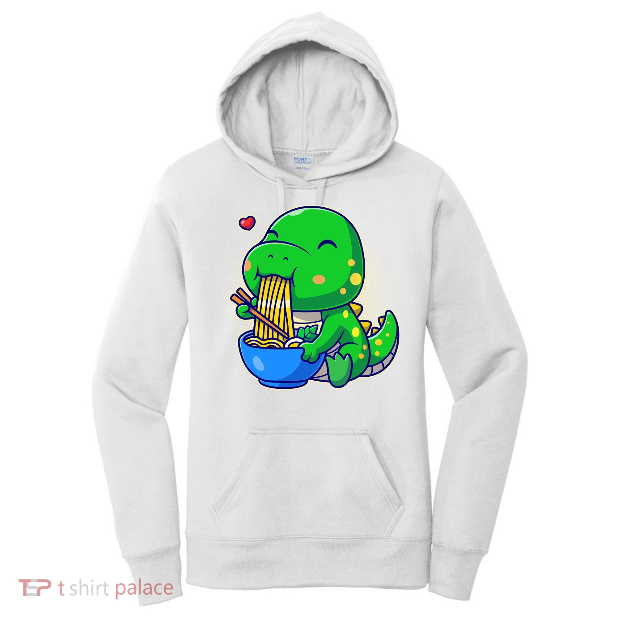 Cute Baby Dino Trex Eating Ramen Noodles Women's Hoodie