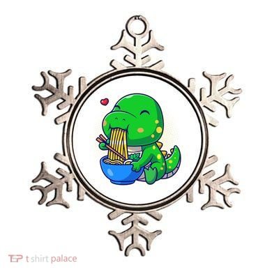 Cute Baby Dino Trex Eating Ramen Noodles Ornament