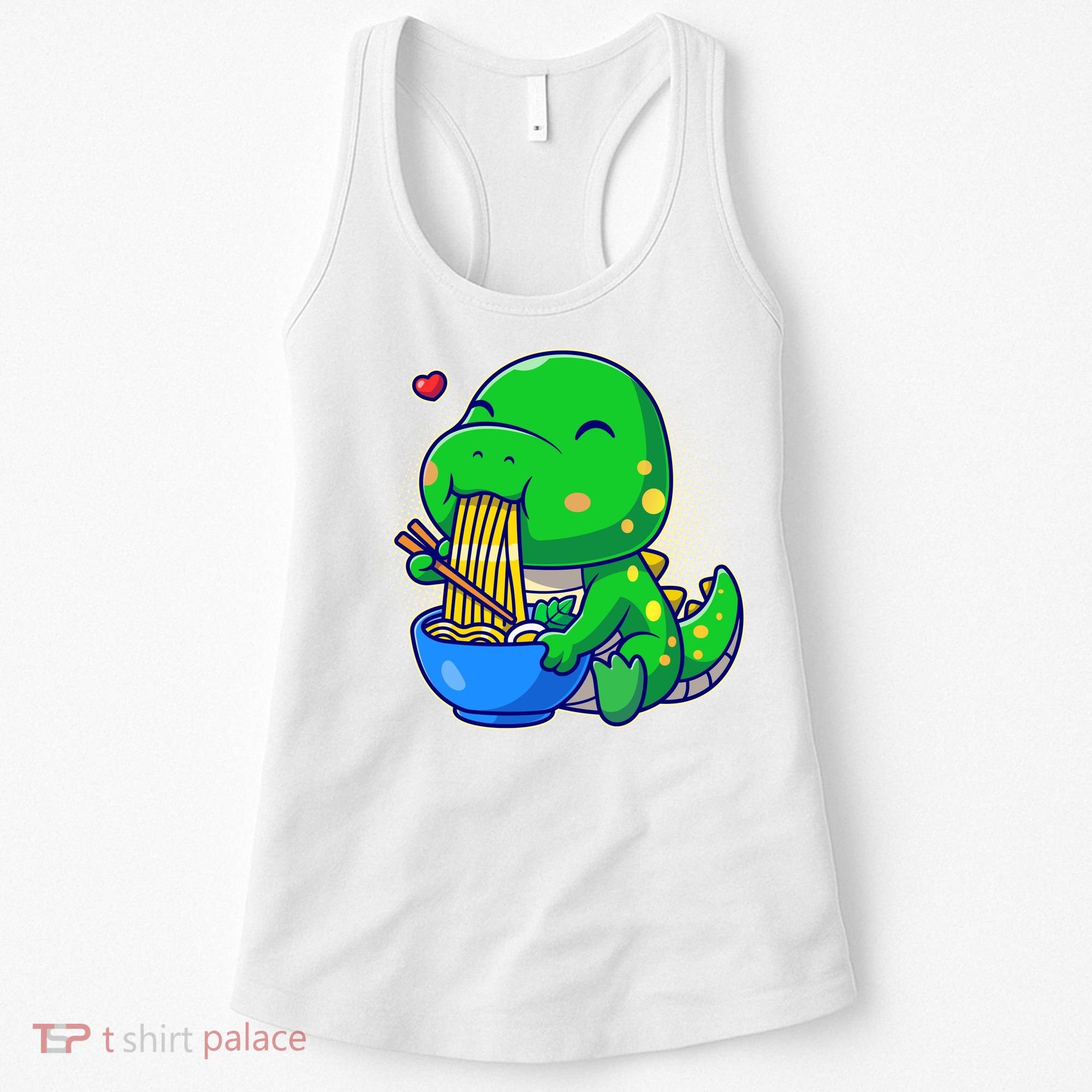 Cute Baby Dino Trex Eating Ramen Noodles Women's Tank Top