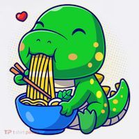 Cute Baby Dino Trex Eating Ramen Noodles Women's Tank Top thumb 5