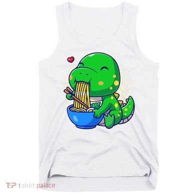 Cute Baby Dino Trex Eating Ramen Noodles Tank Top