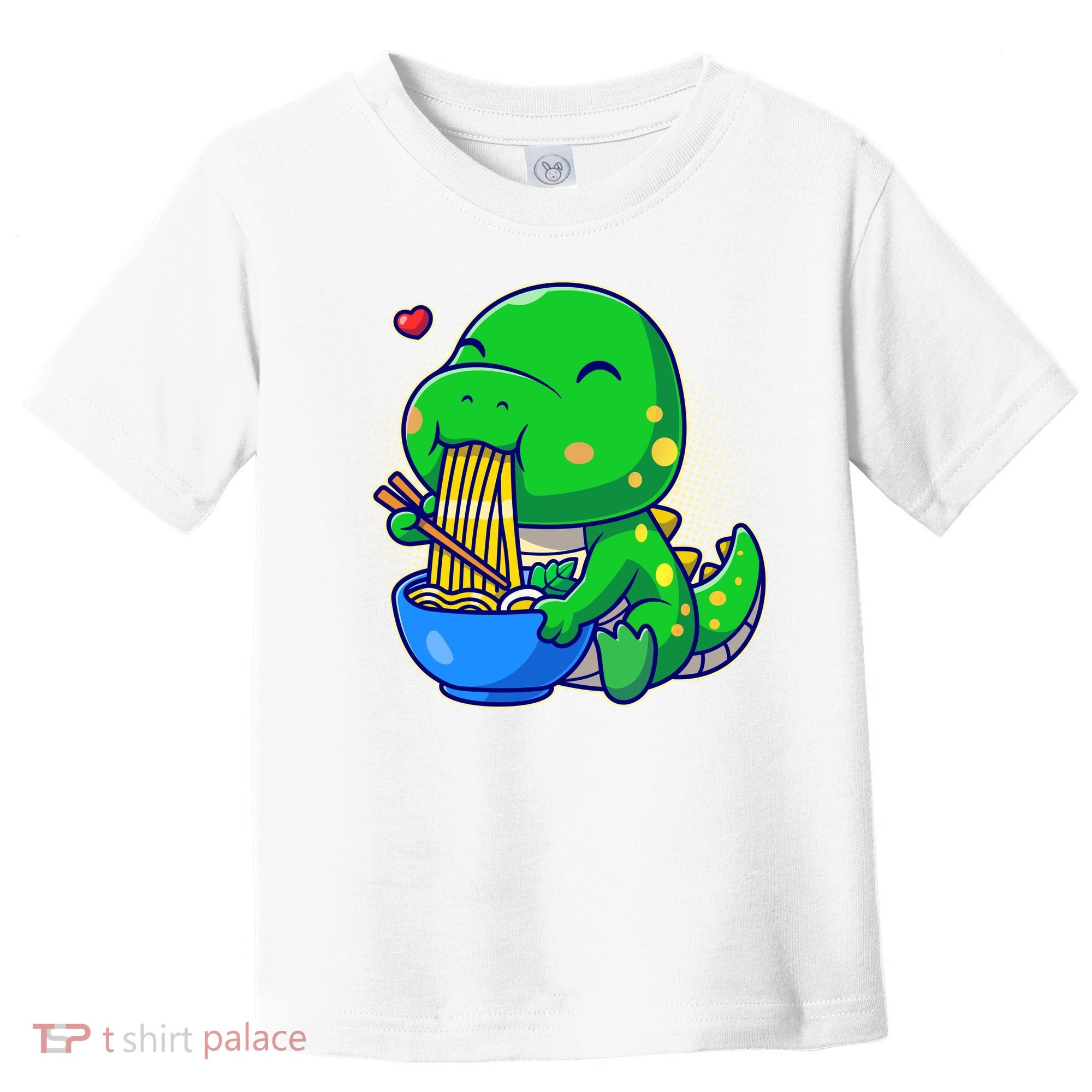 Cute Baby Dino Trex Eating Ramen Noodles Toddler T-Shirt