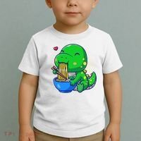 Cute Baby Dino Trex Eating Ramen Noodles Toddler T-Shirt thumb 2