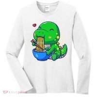 Cute Baby Dino Trex Eating Ramen Noodles Women's Long Sleeve Shirt thumb 0