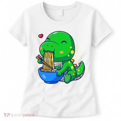 Cute Baby Dino Trex Eating Ramen Noodles Women's T-Shirt