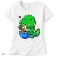 Cute Baby Dino Trex Eating Ramen Noodles Women's T-Shirt thumb 0