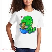 Cute Baby Dino Trex Eating Ramen Noodles Kids T-Shirt thumb 2