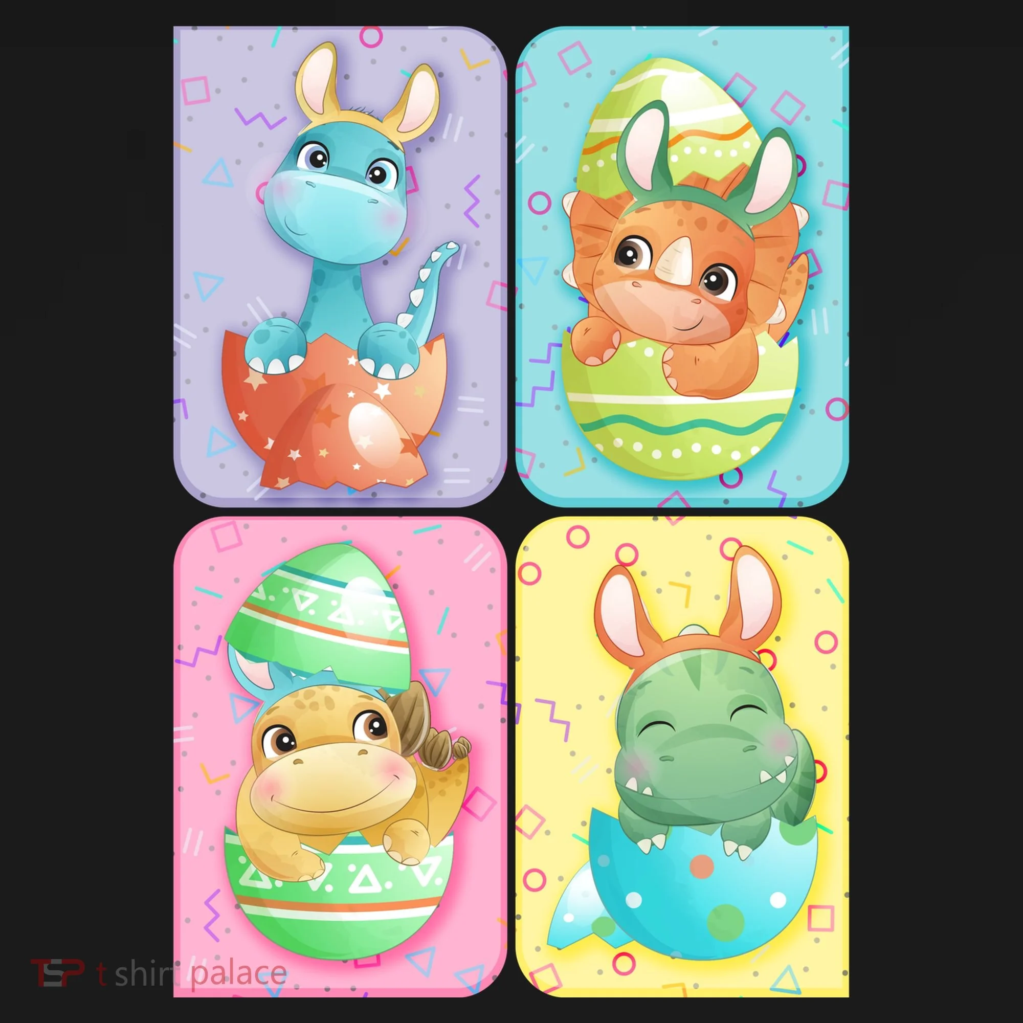 Cute Baby Dinosaurs Easter Eggs Doggie Tank