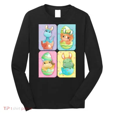 Cute Baby Dinosaurs Easter Eggs Long Sleeve Shirt