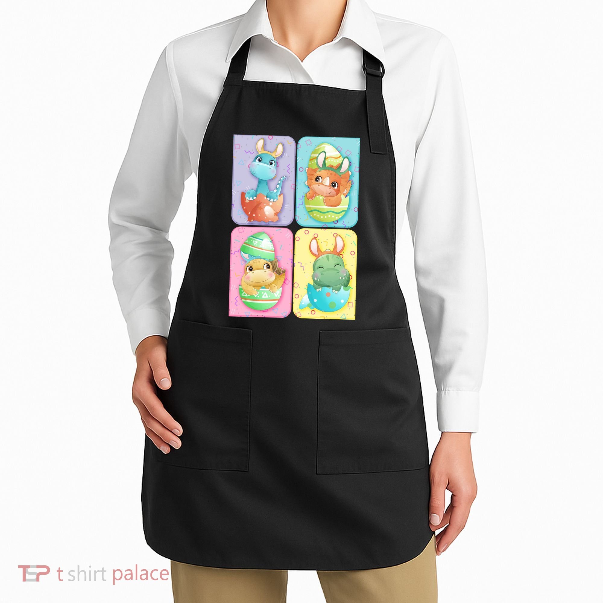 Cute Baby Dinosaurs Easter Eggs Apron
