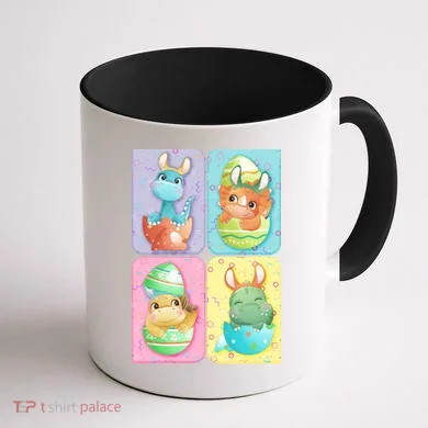Cute Baby Dinosaurs Easter Eggs Coffee Mug back