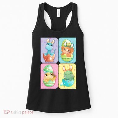 Cute Baby Dinosaurs Easter Eggs Women's Tank Top