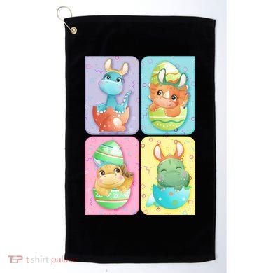 Cute Baby Dinosaurs Easter Eggs Golf Towel