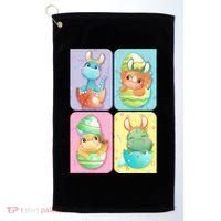 Cute Baby Dinosaurs Easter Eggs Golf Towel thumb 0