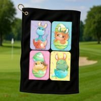 Cute Baby Dinosaurs Easter Eggs Golf Towel thumb 1