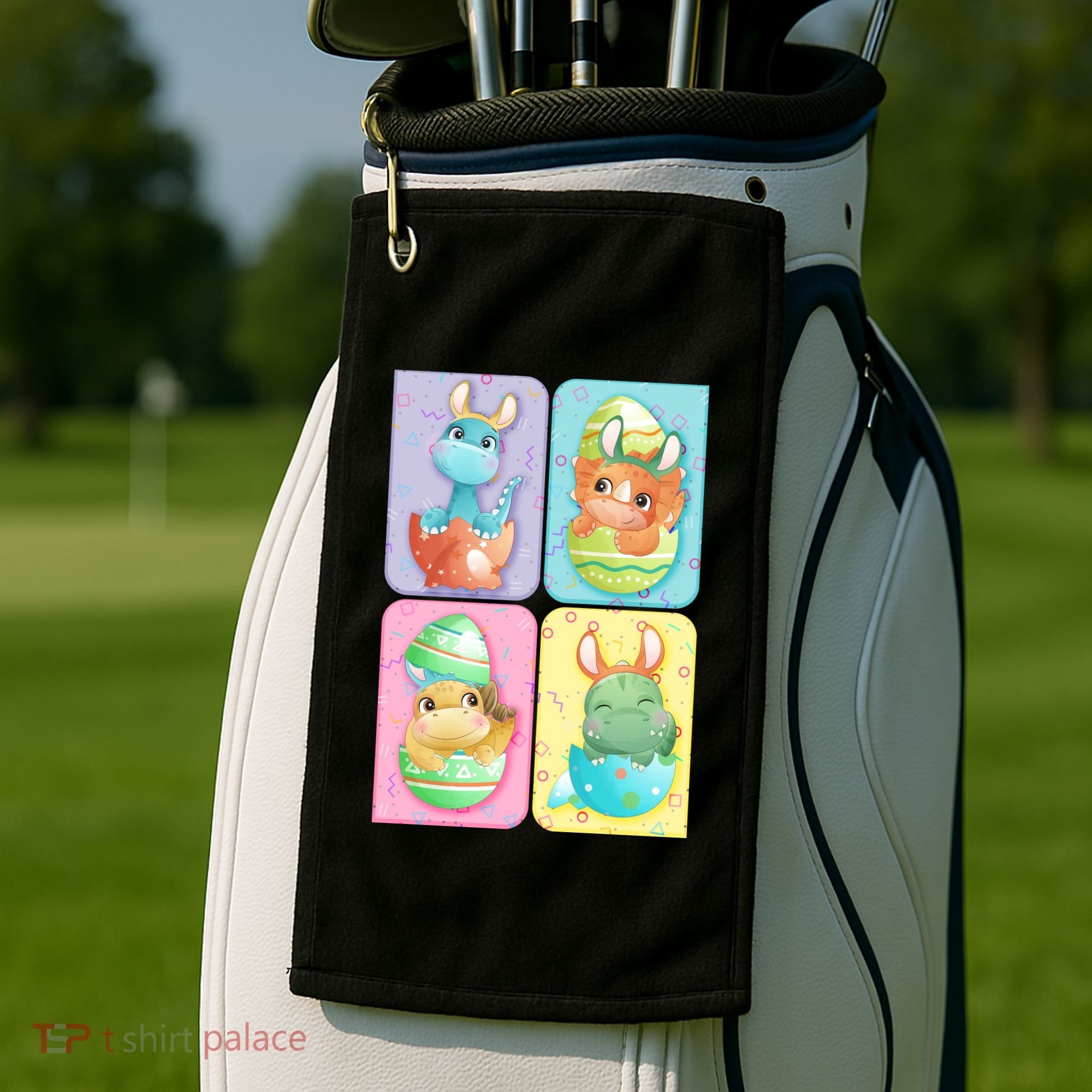 Cute Baby Dinosaurs Easter Eggs Golf Towel