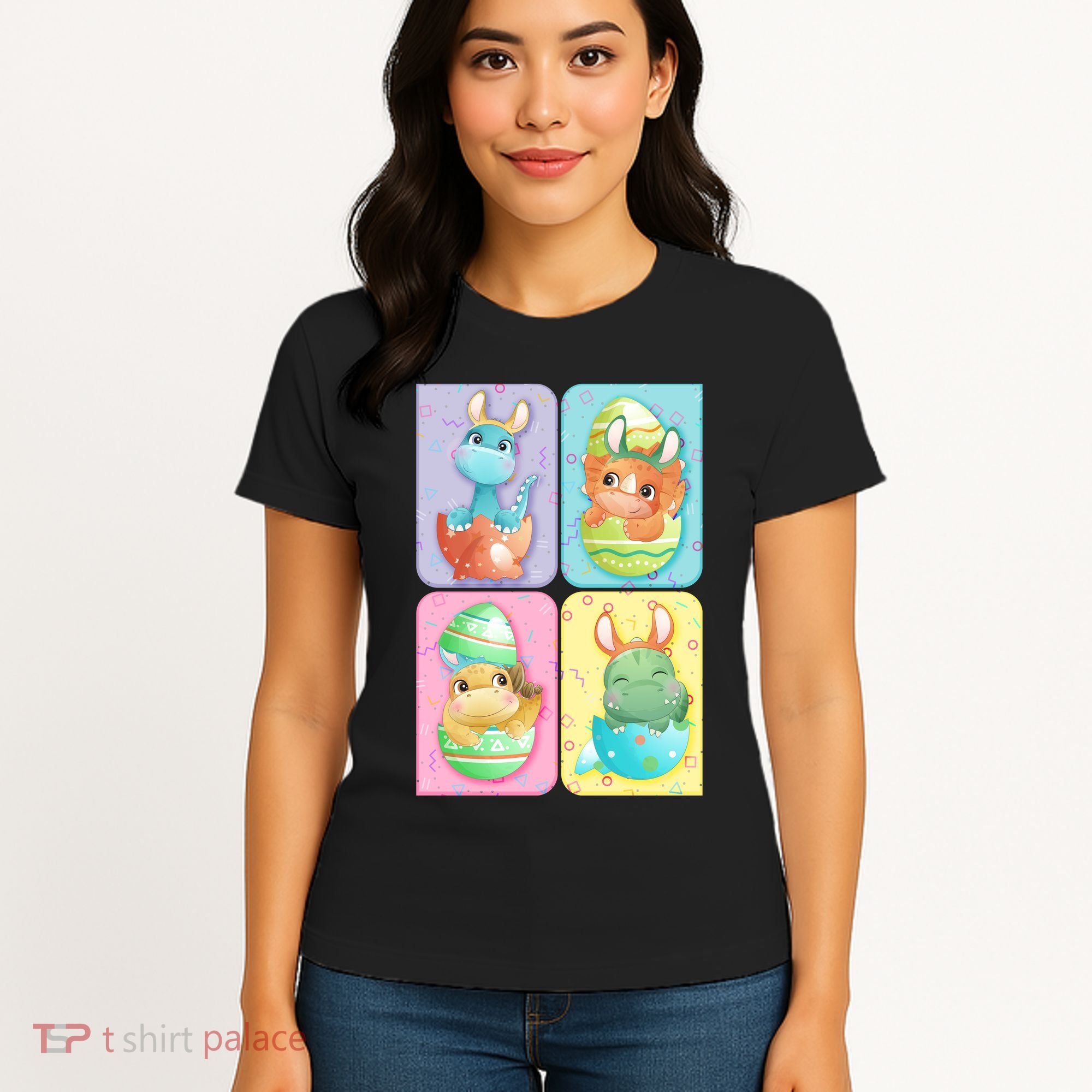 Cute Baby Dinosaurs Easter Eggs Women's T-Shirt