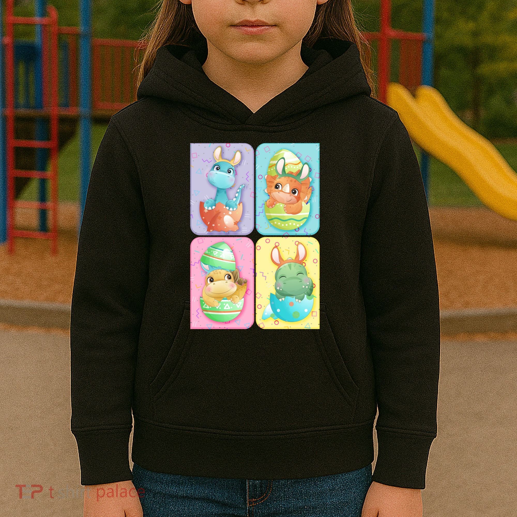 Cute Baby Dinosaurs Easter Eggs Kids Hoodie