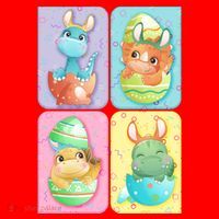 Cute Baby Dinosaurs Easter Eggs Santa Hat thumb 1