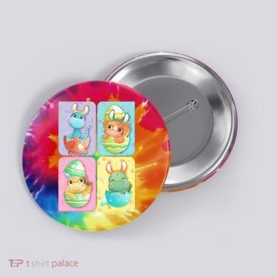 Cute Baby Dinosaurs Easter Eggs Button