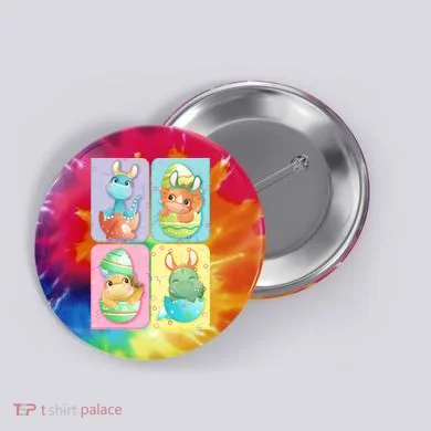 Cute Baby Dinosaurs Easter Eggs Button