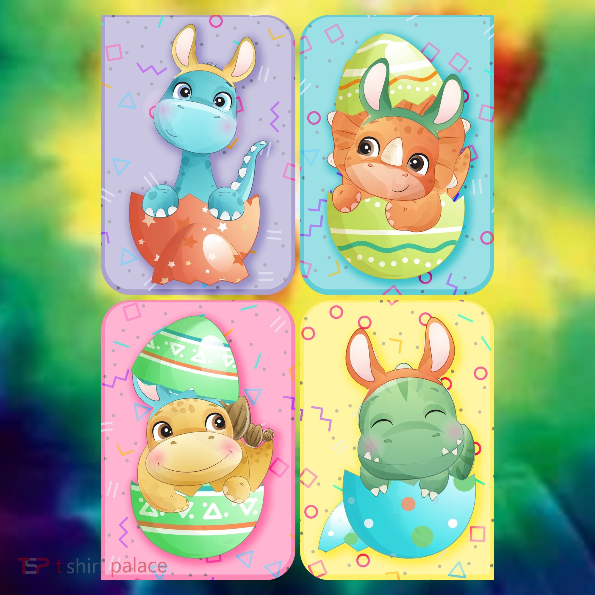 Cute Baby Dinosaurs Easter Eggs Button