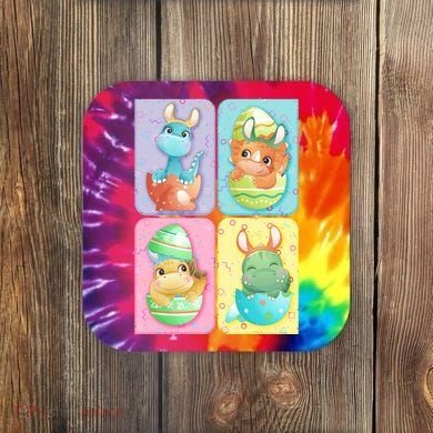 Cute Baby Dinosaurs Easter Eggs Coaster