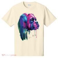 Colorful Boxer Dog Art Watercolor T-Shirt thumb 0