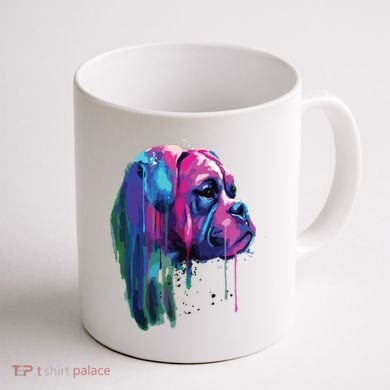 Colorful Boxer Dog Art Watercolor Coffee Mug back