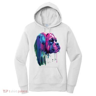 Colorful Boxer Dog Art Watercolor Women's Hoodie