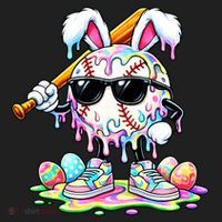 Cool Baseball Drip Bunny Rabbit Easter Women's Sweatshirt thumb 2