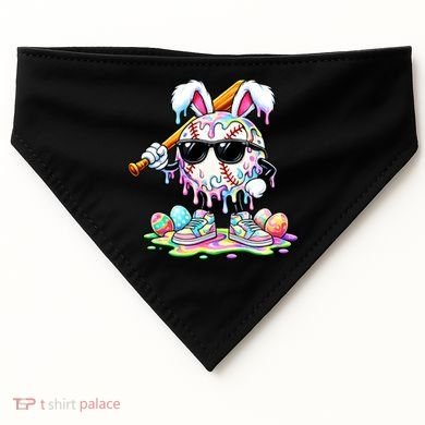 Cool Baseball Drip Bunny Rabbit Easter USA-Made Doggie Bandana