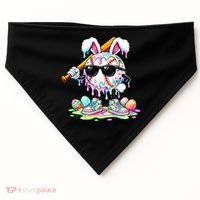 Cool Baseball Drip Bunny Rabbit Easter USA-Made Doggie Bandana thumb 0