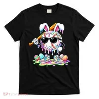 Cool Baseball Drip Bunny Rabbit Easter T-Shirt thumb 0