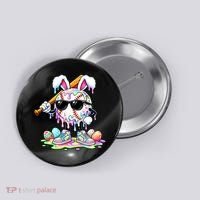 Cool Baseball Drip Bunny Rabbit Easter Button thumb 0