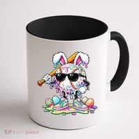 Cool Baseball Drip Bunny Rabbit Easter Coffee Mug thumb 1